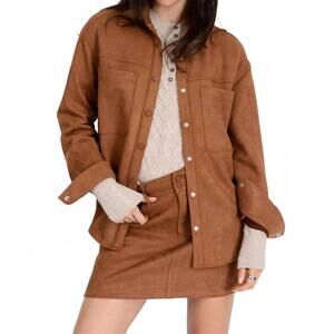 NEW RD STYLE alisha long sleeve button up shirt in cognac